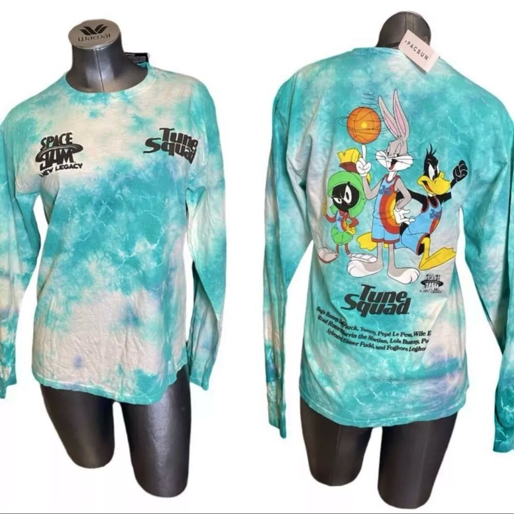 NWT pacsun x space jam looney tunes tie dye graphic long sleeve top shirt